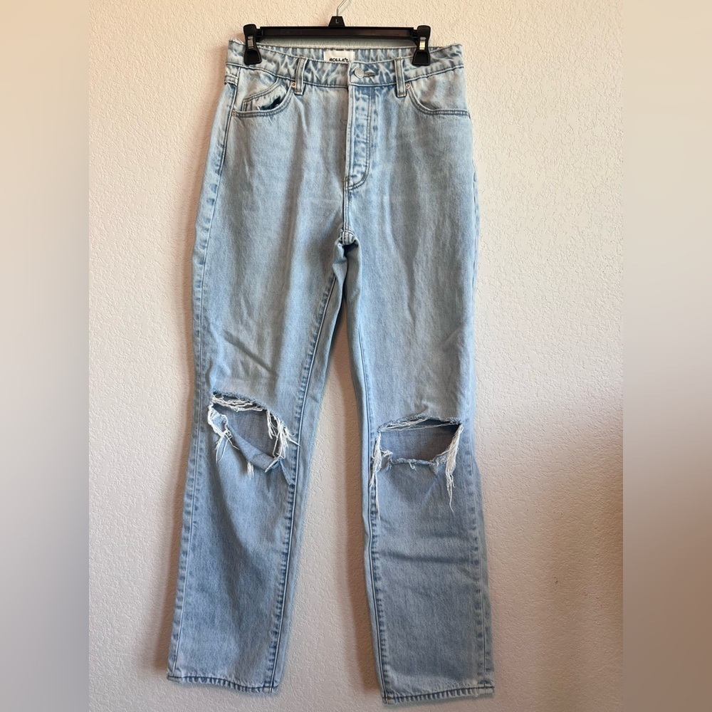 ROLLA'S Classic Straight Jean High Rise Distressed Jeans Size 27